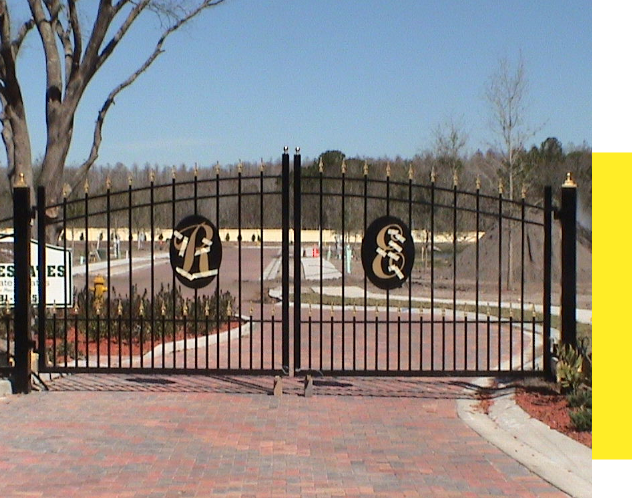 Metal driveway gates.
