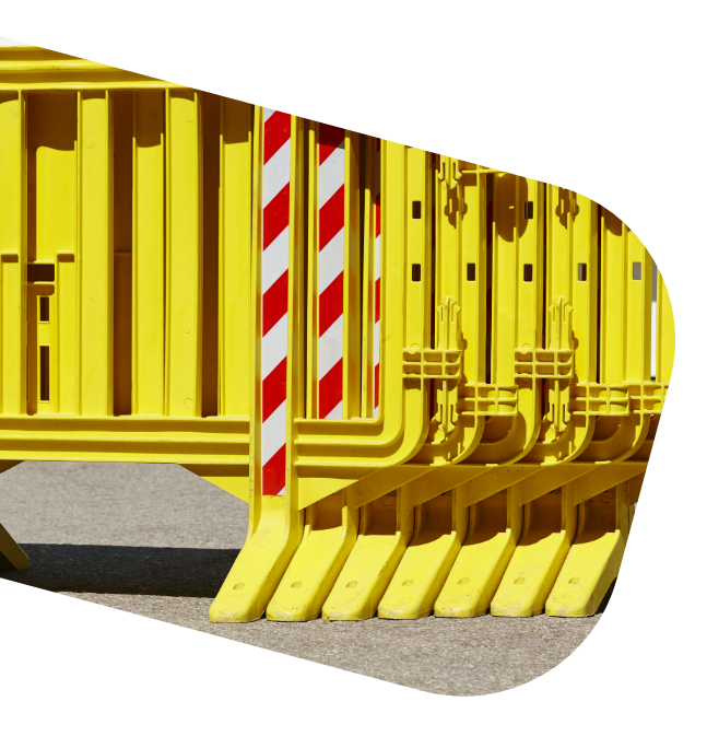 Yellow barrier or temporary barricades.