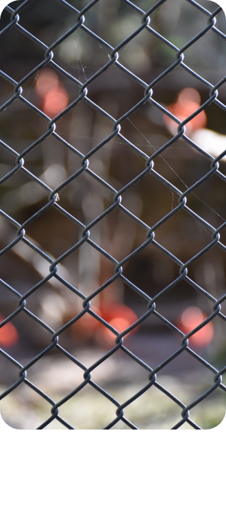 Chain link fencing.