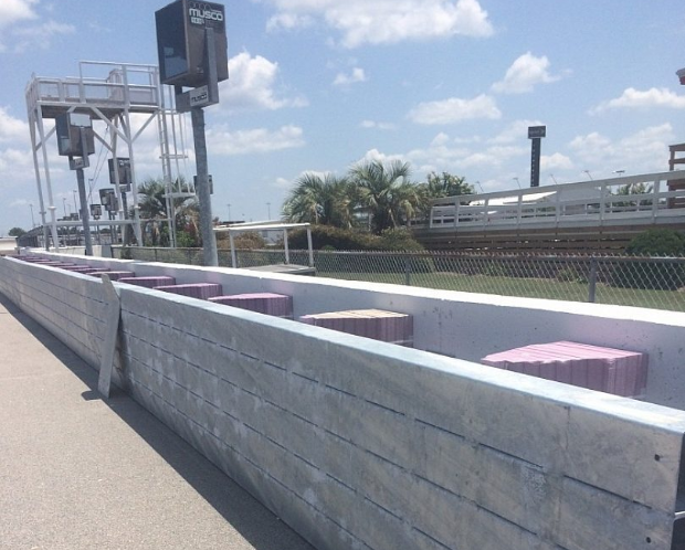 SAFER barrier installed in race tracks.