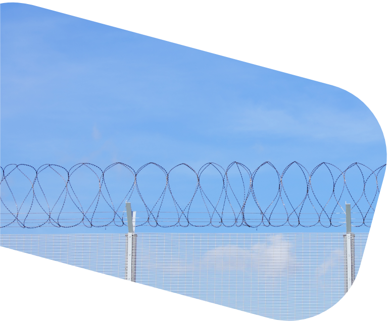 Security fencing for high-risk facilities.