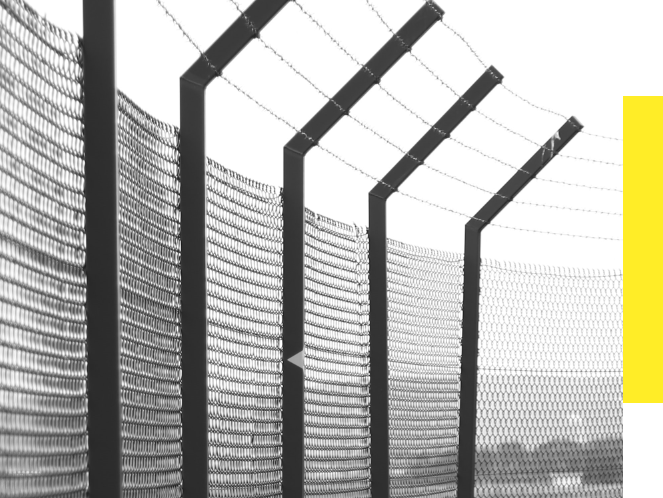 Metal security fences.