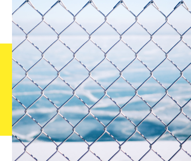 White chain link fence.